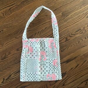 Free People Cream Black Pink Reusable Tote Beach Bag NWOT